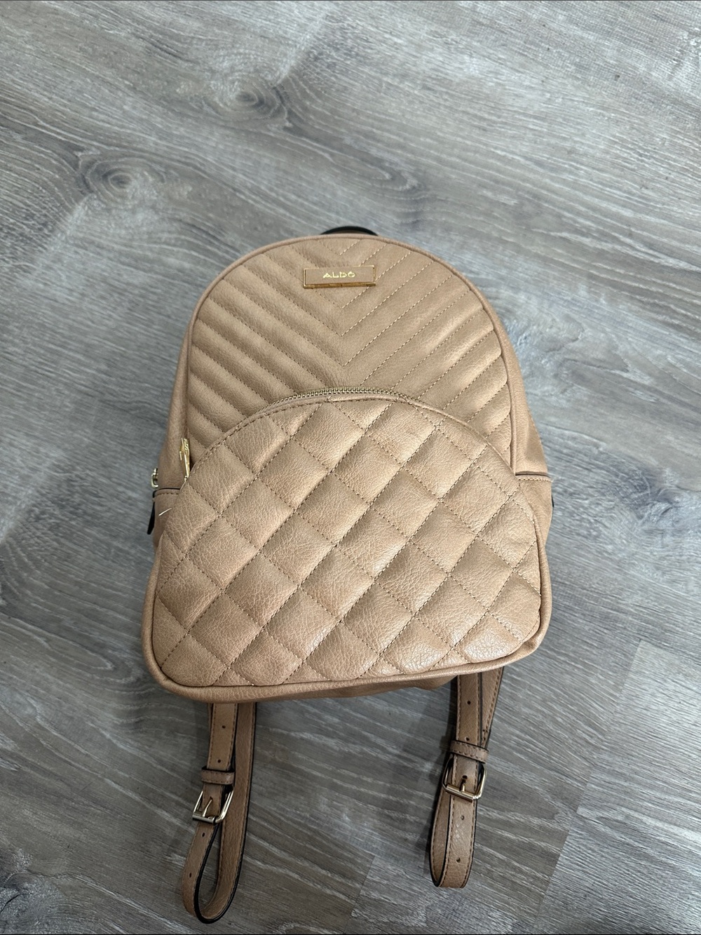 ALDO Quilted Light Brown Mini Backpack